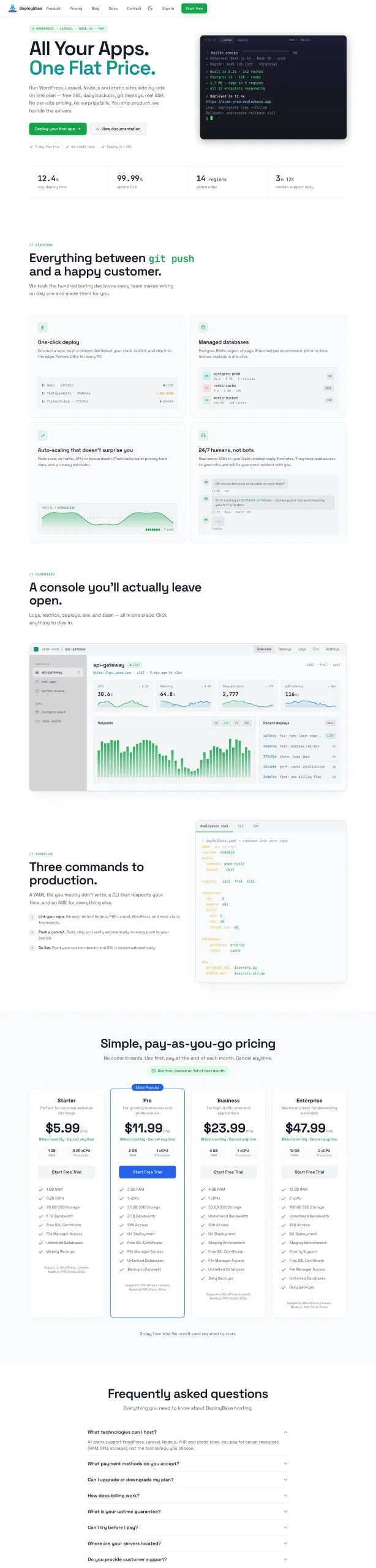DeployBase – Web Hosting Preview